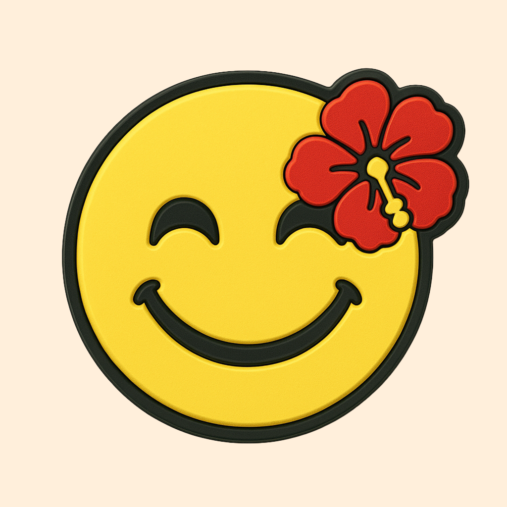 Smiley Face with Red Hibiscus