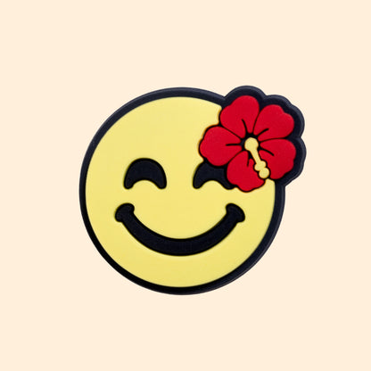 Smiley Face with Red Hibiscus