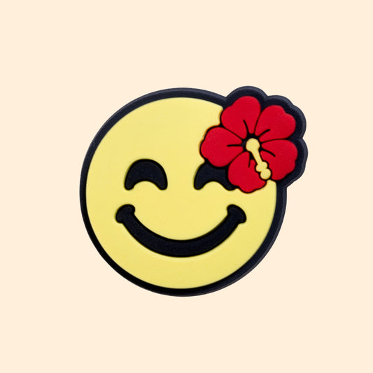Smiley Face with Red Hibiscus